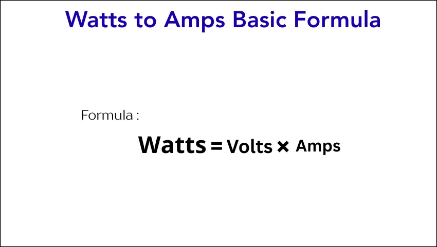 Watts to Amps Basic Formula